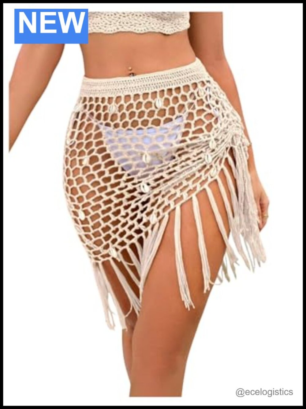 Boho Crochet Shell Hollow Out Sheer Tassel Knit Beach Mini Skirt Cover Up